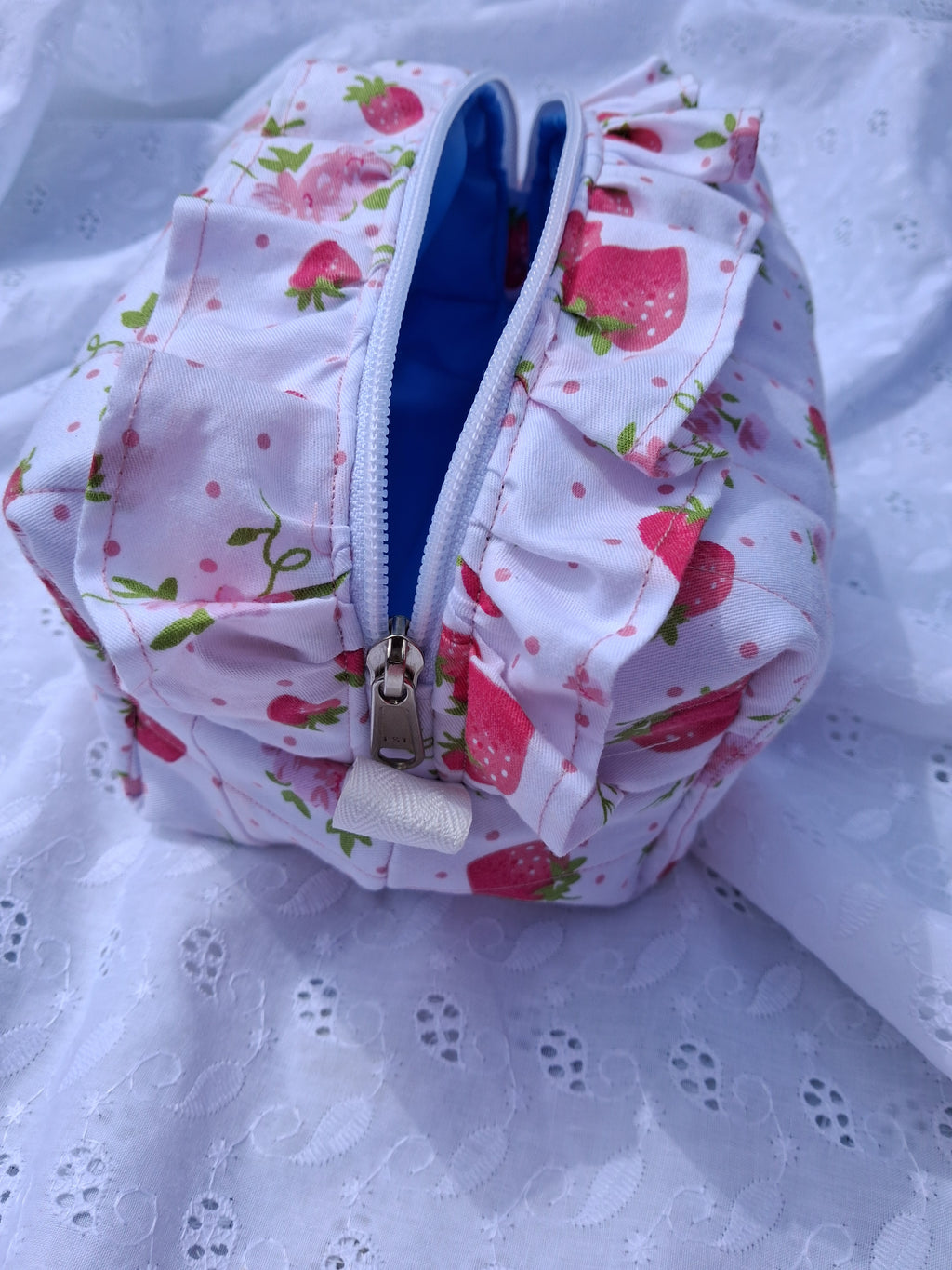 Strawberry Kiss Ruffle Toiletry Bag