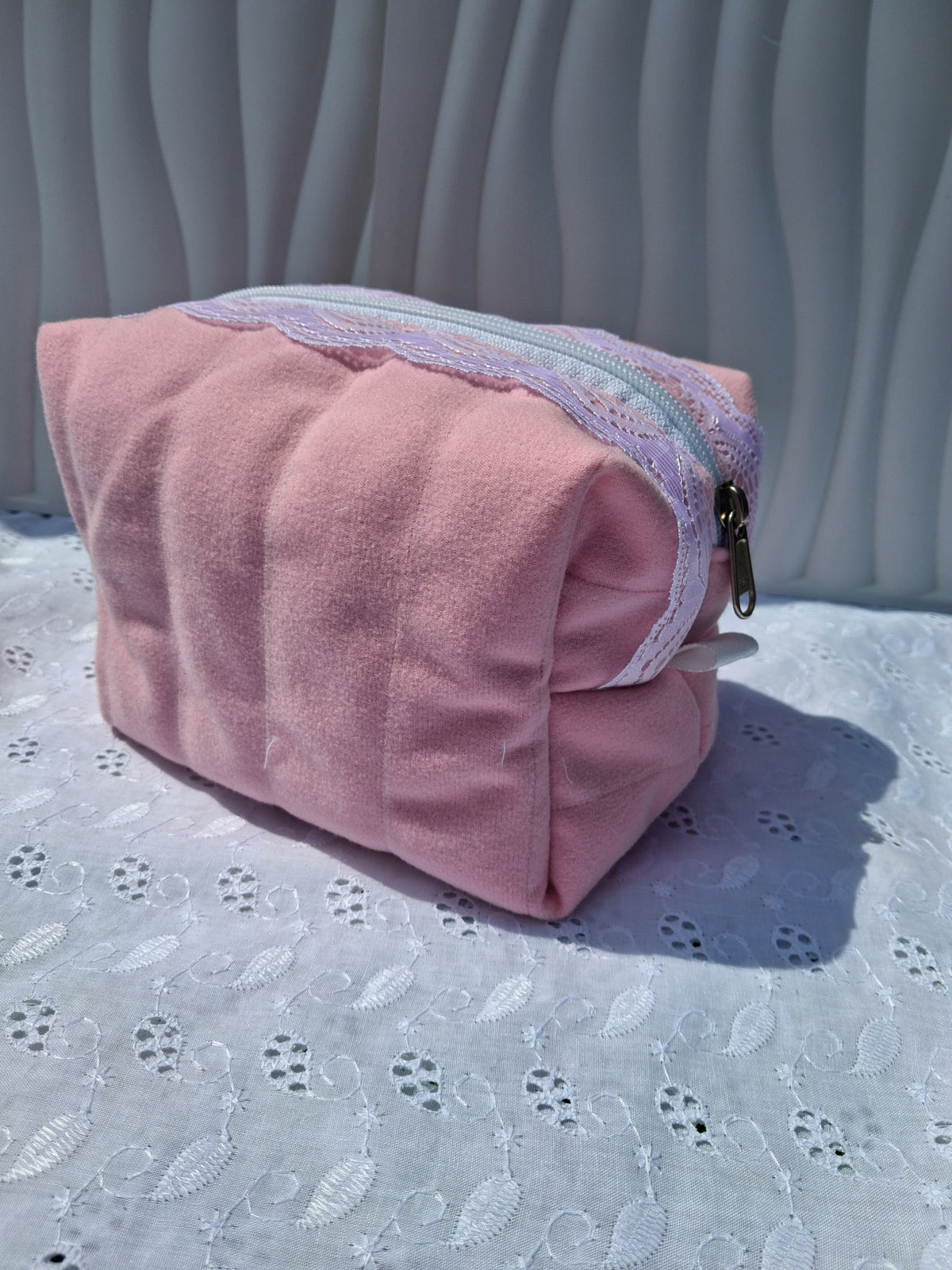 Medium Ruffle Toiletry Bag – Blush Lace